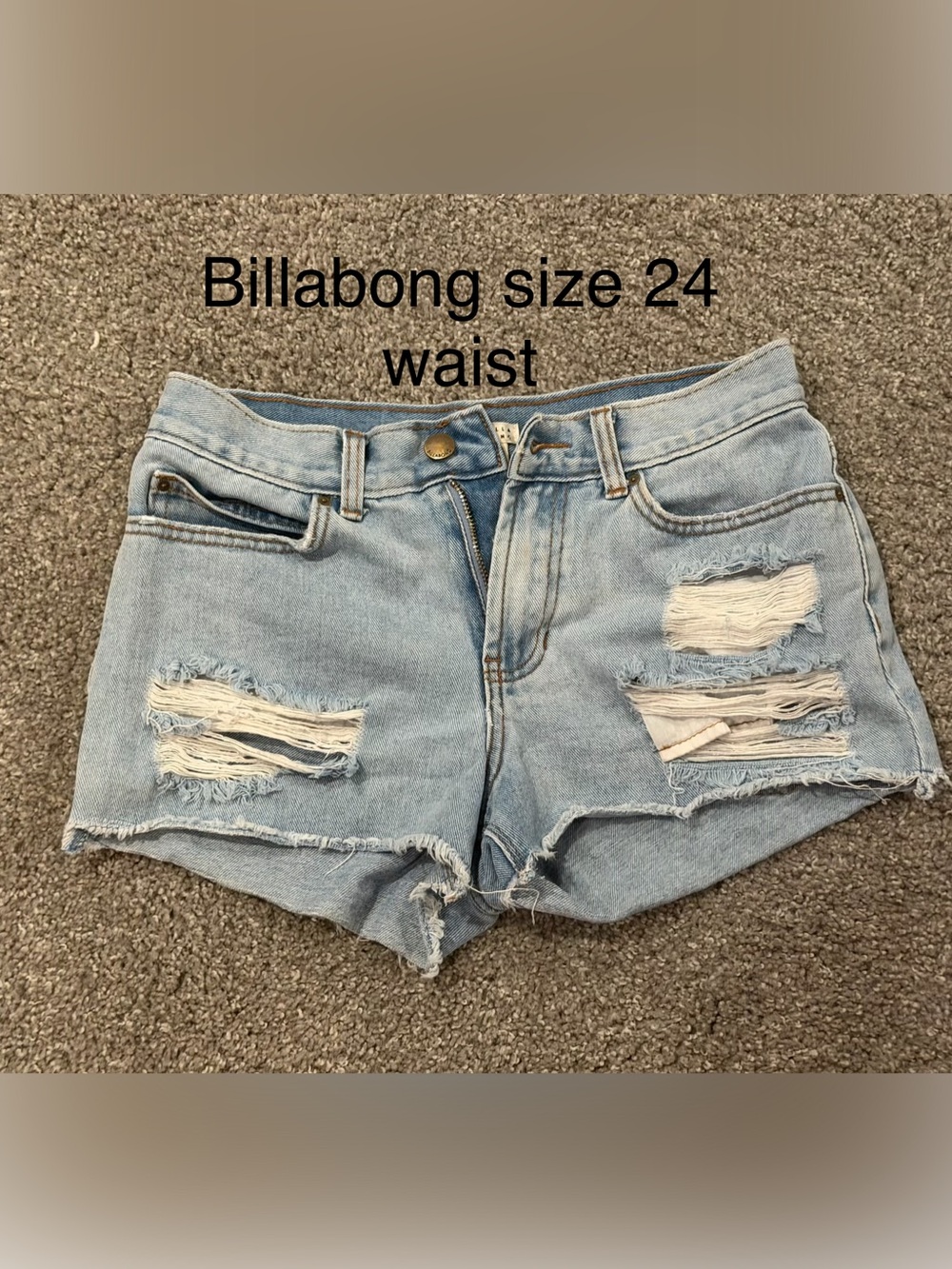 Billabong Light Wash Ripped Denim Shorts - Women